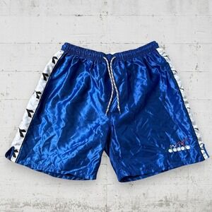 Vtg Diadora Shorts Soccer Shiny Glanz wet look Satin Polyester 90s Mens Medium